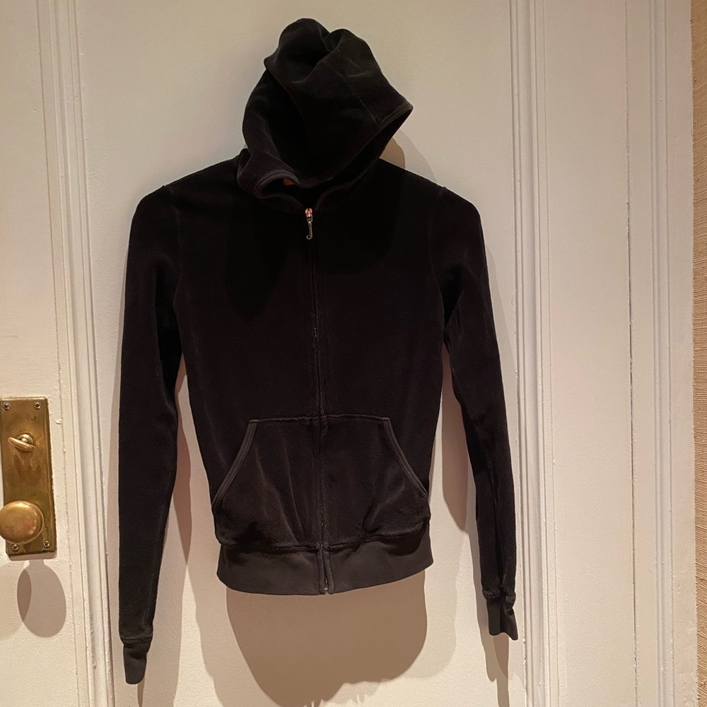 **SOLD** Vintage Y2K Black Terry Cloth Juicy Couture Zip Up Sweatshirt